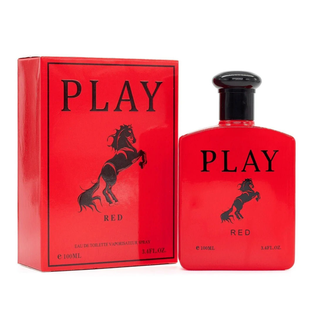 PLAY RED MEN'S EAU DE TOILETTE COLOGNE 3.4 OZ